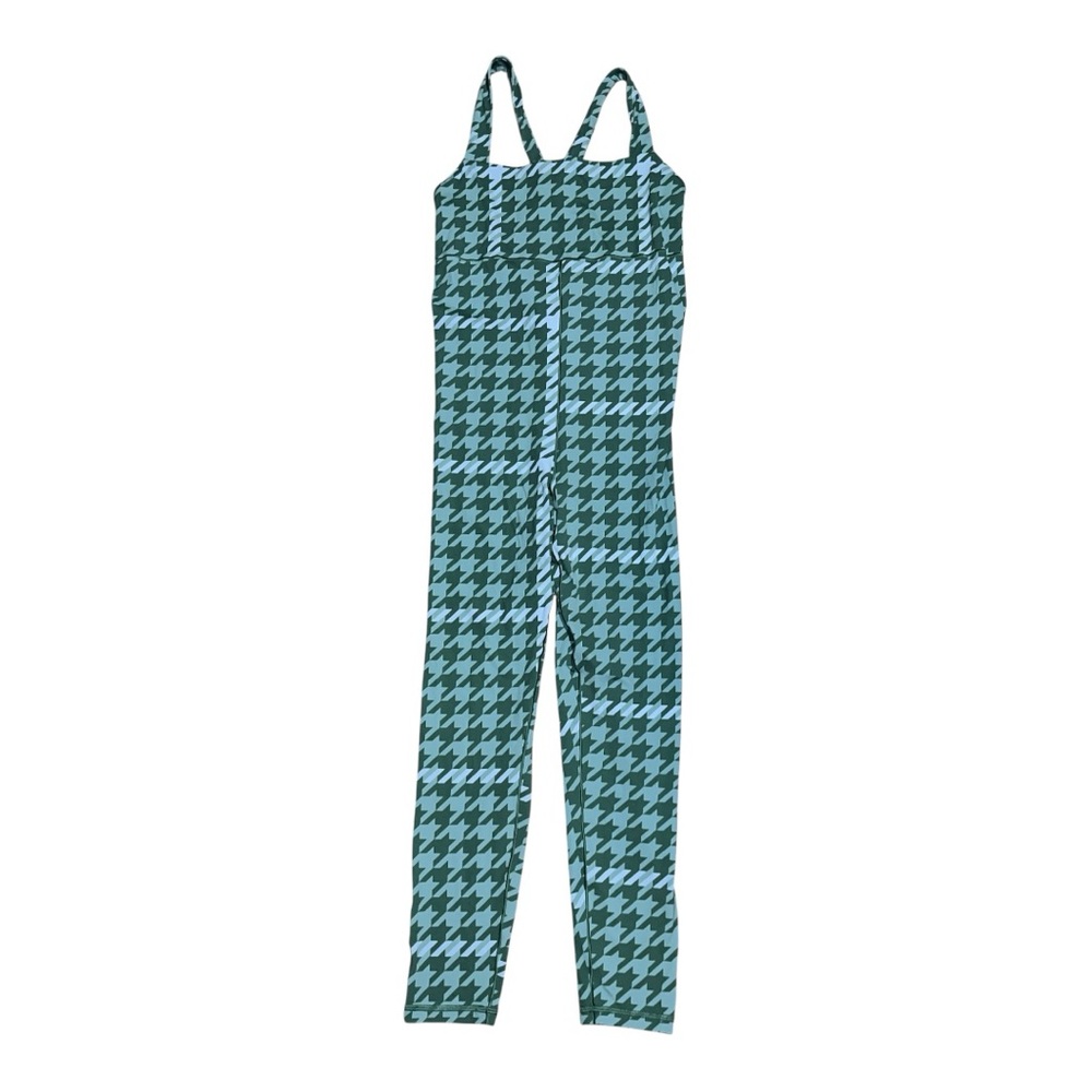 NWT Aerie Offline green houndstooth jumpsuit athletic stretchy size medium gym